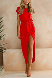 Zjkrl - Fashion Slim Slit Solid Color Dress
