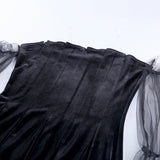 Zjkrl - Gothic Sexy Dress Vintage Off Shoulder Lantern Sleeve Mesh Patchwork Velvet Mini Dress Dark Street Black Dress for Female