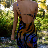 Mo Sexy Off Shoulder Print Summer Long Dress Women Backless Bandage Beach Dresses Female Casual Party Boho Vestidos 2023