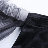 Zjkrl - Gothic Sexy Dress Vintage Off Shoulder Lantern Sleeve Mesh Patchwork Velvet Mini Dress Dark Street Black Dress for Female