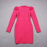 New Fashion Style Spring and Autumn Women's Casual O Neck Long Sleeve Bodycon Midi Bandage Dress Elegant Party Dress