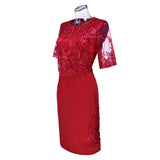 Zjkrl Elegant Lace Plus Size Evening Dress Scoop Neck Half Sleeve Wedding Guest Party Gowns Short Mother Of The Bride Dresses