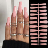 Zjkrl - 24Pcs Detachable Almond False Nails with Pearl Decoration Elegant Designs French Fake Nails Full Nail Art Tips Press On Nails