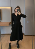 Zjkrl - Knitted Dress Women Casual Long Sleeve Vintage Elegant Office Sweater Dress Female 2023 Spring One-piece Dress Korean Outerwear