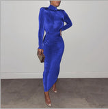 Zjkrl Sexy Long Sleeve Turtleneck Midi Dress for Women 2023 Spring Women&#39;s Elegant Bodycon Evening Party Long Dresses Black Blue Khaki
