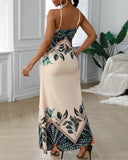 Zjkrl - Back to School 2023 Summer Women Sleeveless Elegant Fashion Party Dresses Vacation Holiday Tripical Print Spaghetti Strap Maxi Dress