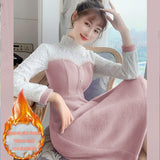 Sweater Dress Autumn And Winter New High-Neck Warm Long-Sleeved Knitted Women&#39;s Self-Cultivation Woolen All-Match Skirt