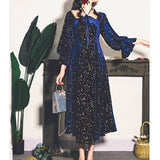 Vintage Party Dress Women Evening French Elegant Retro Dress Female Casual Long Sleeve Flroal Midi Dress Korean Autumn Chic