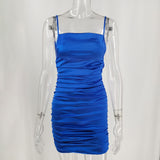 Sleeveless Satin High Split Sling Dress Spaghetti Straps Midi Dress O-Neck Sexy Elegant Women Party Dresses Backless Vestidos