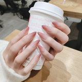 Zjkrl - 24PCS/box Mid-length  stiletto nail tips Gradients wear full cover paragraph fashion Manicure patch false fingernails for girls