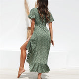 Zjkrl - Floral Print Boho Long Dress