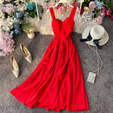Sexy Party Dress Women Solid A-line Backless Summer Dress Sleeveless High Waist Elegant Long Dresses Beach Vestidos P551