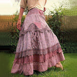 Renaissance Medieval Costume Women Princess Cosplay Halloween Dress Vintage Lace Big Swing Skirts Elegant Hight Waist Middle Age
