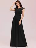 Zjkrl - Elegant Evening Dresses O-Neck Sleeveless A-LINE Lace Floor-Length Gown 2023 Ever pretty of Burgundy Simple Prom Dress Women
