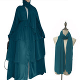 Zjkrl - Chiffon Open Abaya Dubai Turkey Kaftan Muslim Cardigan Abayas Dresses For Women Casual Robe Kimono Femme Caftan Islam Clothing