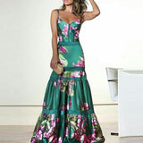 Zjkrl - Elegant Floral Printed Summer Women Sling Party Dress Vintage Sleeveless Patchwork A-Line Lady Dress Sexy Femme Holidays Vestido