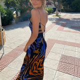 Mo Sexy Off Shoulder Print Summer Long Dress Women Backless Bandage Beach Dresses Female Casual Party Boho Vestidos 2023