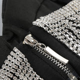 Zjkrl Sexy Spaghetti Tassel Diamond Tight Dress Maxi Club Luxury Bodycon Dress Backless High Slit Dress Celebrity Evening Party Dress