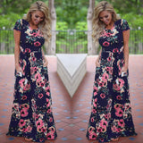 Women Summer Floral Print Maxi Dress White Boho Beach Dress Women Evening Party Long Dress Plus Size Vestidos Female