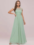 Zjkrl - Elegant Evening Dresses O-Neck Sleeveless A-LINE Lace Floor-Length Gown 2023 Ever pretty of Burgundy Simple Prom Dress Women