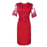 Zjkrl Elegant Lace Plus Size Evening Dress Scoop Neck Half Sleeve Wedding Guest Party Gowns Short Mother Of The Bride Dresses