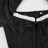 Zjkrl Patchwork Slim Ball Gown A-Line Dress Vintage Quare Collar Long Sleeve Mini Dresses For Women Elegant Fashion Lady