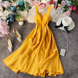 Sexy Party Dress Women Solid A-line Backless Summer Dress Sleeveless High Waist Elegant Long Dresses Beach Vestidos P551