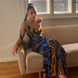 Mo Sexy Off Shoulder Print Summer Long Dress Women Backless Bandage Beach Dresses Female Casual Party Boho Vestidos 2023