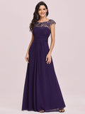 Zjkrl - Elegant Evening Dresses O-Neck Sleeveless A-LINE Lace Floor-Length Gown 2023 Ever pretty of Burgundy Simple Prom Dress Women