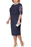 Zjkrl Elegant Lace Plus Size Evening Dress Scoop Neck Half Sleeve Wedding Guest Party Gowns Short Mother Of The Bride Dresses
