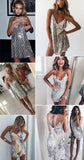 Zjkrl Women's Summer Sundresses Sexy Club Party Prom Shiny Dress Backless Gold Sequin Mini Slip Short Skirt Fashion Girls Clothing