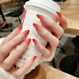 Zjkrl - 24PCS/box Mid-length  stiletto nail tips Gradients wear full cover paragraph fashion Manicure patch false fingernails for girls