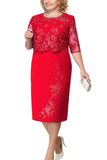 Zjkrl Elegant Lace Plus Size Evening Dress Scoop Neck Half Sleeve Wedding Guest Party Gowns Short Mother Of The Bride Dresses