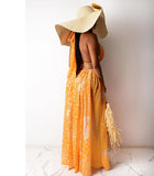 New Bohemian Beach Dress for Women Halter Deep V Neckline Print Party Gowns Side Split Sexy Vacation Dress