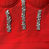 New Women&#39;S Fashion Bead Chain Crystal Design Long Dress Sexy Sleeveless Backless Celebrity Party Bandage Dress