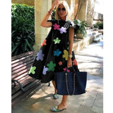 Women Dresses 2023 Summer Shrimp Print Loose Casual Swing Dress Butterfly Short Sleeve Midi Holiday Dress Beach Boho Female Robe