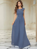 Zjkrl - Elegant Evening Dresses O-Neck Sleeveless A-LINE Lace Floor-Length Gown 2023 Ever pretty of Burgundy Simple Prom Dress Women