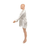 Zjkrl Sexy Lace Up Satin Shirt Dress Women Long Sleeve Club Party Wear V Neck Turn Down Collar Mini Dresses Solid Bodycon Dress 2023