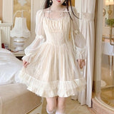 Zjkrl Lolita Kawaii Dress Women Casual Long Sleeve Vintage Y2k Mini Dress Female Japanese Style One Piece Dress Korean Autumn