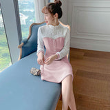 Sweater Dress Autumn And Winter New High-Neck Warm Long-Sleeved Knitted Women&#39;s Self-Cultivation Woolen All-Match Skirt