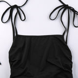 Zjkrl - Fashion Strappy Ruched Sexy Black Dress Irregular Elegant Backless Long Dress Party Summer Dresses Women Clothes