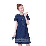 Zjkrl - Denim Dress for Women 2023 New Summer Casual Jeans Dress Embroidery With Button Sexy Denim Mini Dress Vestidos 5XL R96
