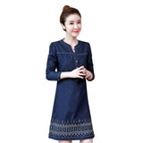 Zjkrl - Denim Dress for Women 2023 New Summer Casual Jeans Dress Embroidery With Button Sexy Denim Mini Dress Vestidos 5XL R96