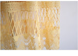 Summer 2023 Women Yellow Hollow Out Lace Party Dress Elegant Female Short Sleeve Casual Big Swing Long Beach Dresses Vestidos