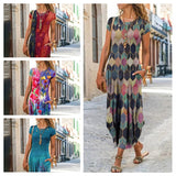 Zjkrl - Elegant Women Maxi Dress 2023 Summer O Neck Short Sleeve Sundress Office Lady Party Dress Female Print A-Line Long Dress Vestido