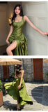 Zjkrl Korean Summer Satin Elegant Women Dress Casual Sexy Tank Backless Ruffle Split Maxi Party Lady Robe Femme Beach Mujer Vestidos