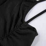 Zjkrl - Fashion Strappy Ruched Sexy Black Dress Irregular Elegant Backless Long Dress Party Summer Dresses Women Clothes