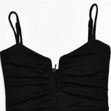 Spaghetti Strap Ruched Dress Women 2023 Spring Sexy Slim Elegant Clubwear Solid Sleeveless Backless Sheath Dress Female