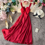 Sexy Party Dress Women Solid A-line Backless Summer Dress Sleeveless High Waist Elegant Long Dresses Beach Vestidos P551