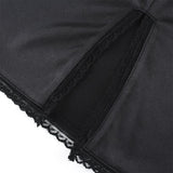 Strappy Satin Ruched Black Dress Mini Lace Spliced Side Split Sexy Dress Female Sundress Backless Ladies Dresses